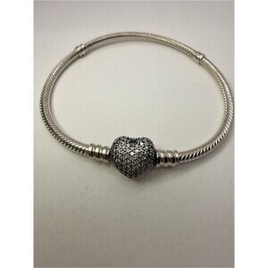 Pandora Moments Sparkling Heart Clasp Snake Chain Bracelet 590727CZ
